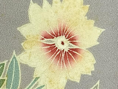 平和屋着物▽訪問着 単衣 友禅 草花文 ロング丈 正絹 逸品 AAAW7732fy