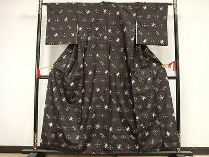 平和屋着物▽本場琉球絣 単衣 正絹 逸品 AAAW7735fy