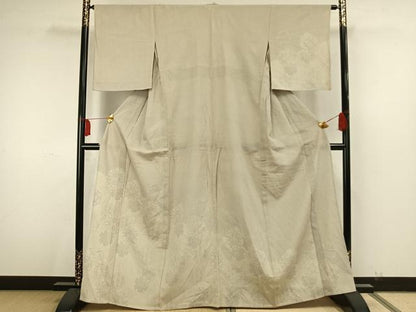 平和屋着物▽本塩沢 単衣 訪問着 110亀甲 雪輪文 正絹 逸品 AAAW7737fy