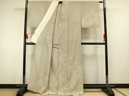 平和屋着物▽本塩沢 単衣 訪問着 110亀甲 雪輪文 正絹 逸品 AAAW7737fy