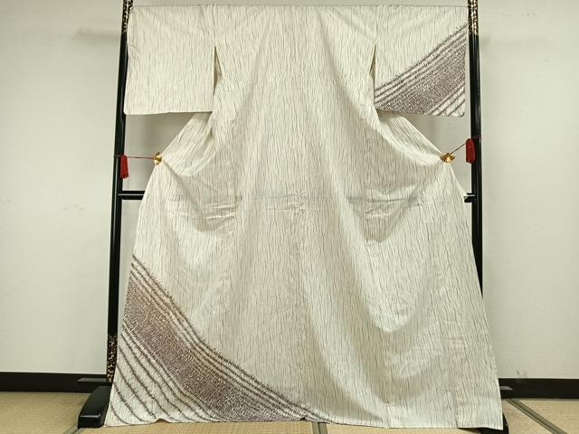 平和屋着物▽訪問着 本場染大島紬 単衣 変わり縞 ロング丈 正絹 逸品 AAAW7738fy