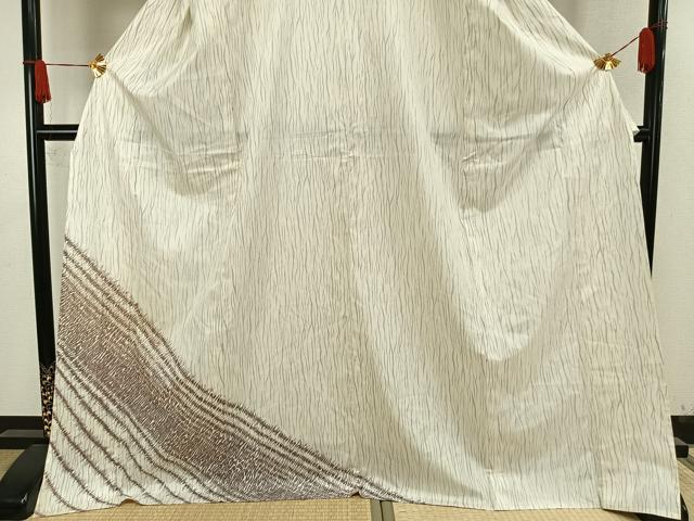 平和屋着物▽訪問着 本場染大島紬 単衣 変わり縞 ロング丈 正絹 逸品 AAAW7738fy
