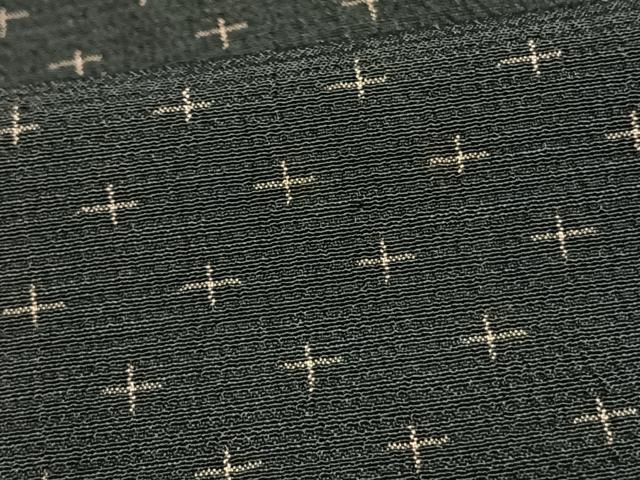 平和屋着物▽本塩沢 単衣 十字絣 黒地 正絹 逸品 AAAW7739fy
