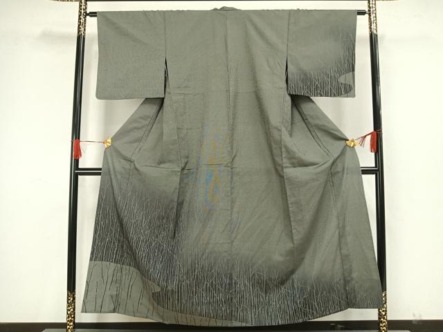 平和屋着物▽本塩沢 単衣 訪問着 草木文 正絹 逸品 AAAW7740fy