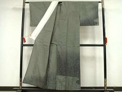 平和屋着物▽本塩沢 単衣 訪問着 草木文 正絹 逸品 AAAW7740fy