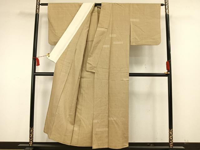 平和屋着物▽上質な紬 単衣 幾何学文様 正絹 逸品 AAAW7742fy