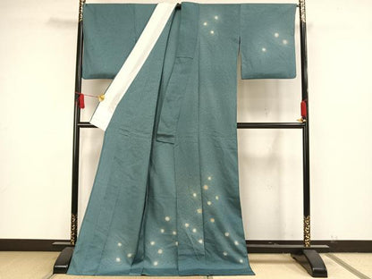 平和屋着物▽訪問着 単衣 お召地 刺繍 蛍ぼかし ロング丈 正絹 逸品 AAAW7743fy
