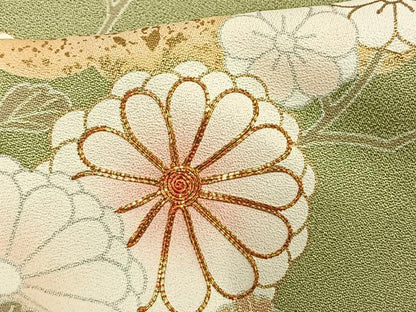 平和屋着物▽訪問着 単衣 駒刺繍 草花文 金彩 ますいわ屋扱い 正絹 逸品 AAAW7745fy