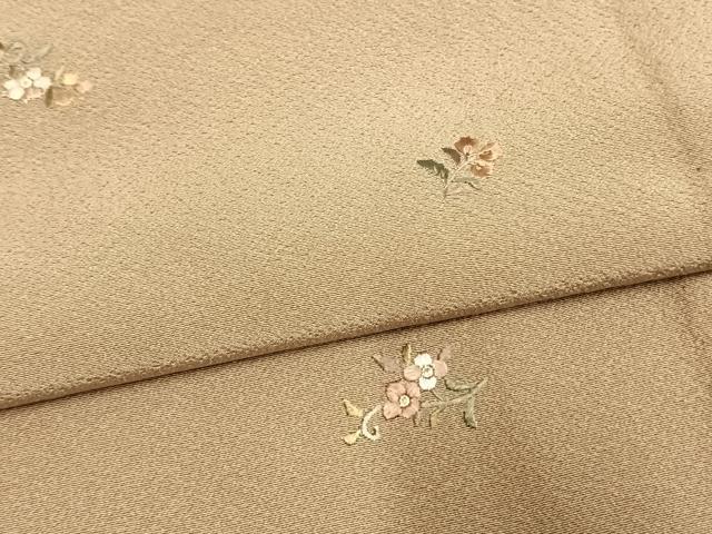 平和屋着物▽上質な小紋 単衣 総刺繍 草花文 金糸 ロング丈 正絹 逸品 AAAW7746fy