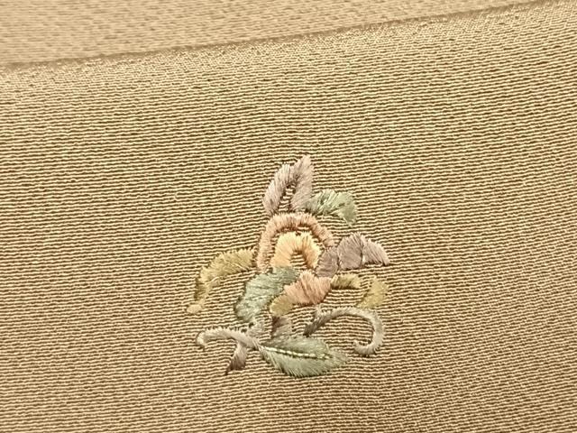 平和屋着物▽上質な小紋 単衣 総刺繍 草花文 金糸 ロング丈 正絹 逸品 AAAW7746fy