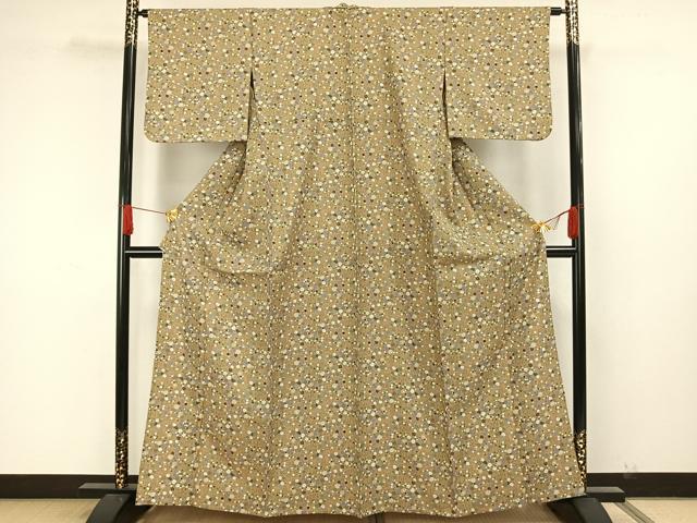 平和屋着物▽小紋 単衣 草花文 洗える着物 AAAW7748fy