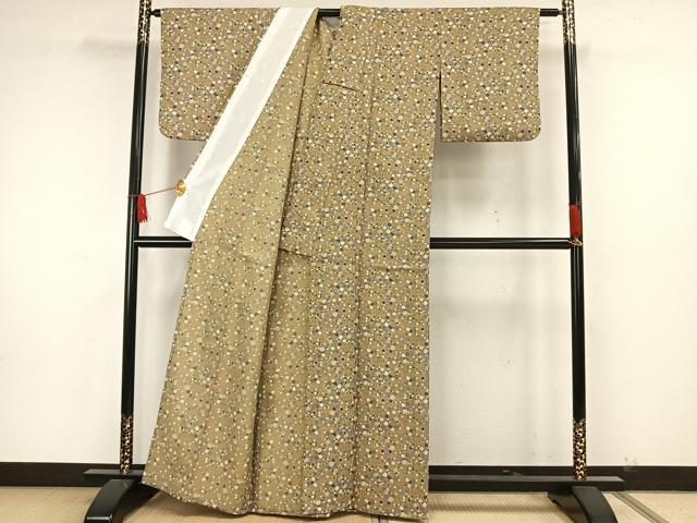 平和屋着物▽小紋 単衣 草花文 洗える着物 AAAW7748fy