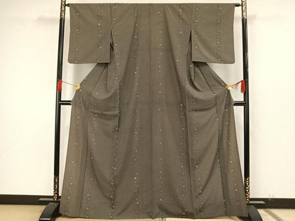 平和屋着物▽小紋　単衣　草花間道　さんび謹製　洗える着物　AAAW7756fy
