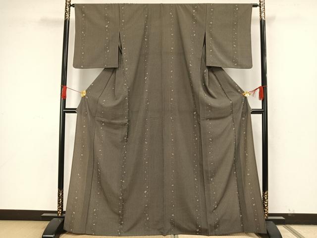 平和屋着物▽小紋　単衣　草花間道　さんび謹製　洗える着物　AAAW7756fy