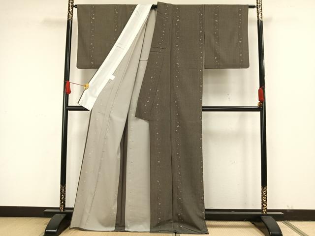 平和屋着物▽小紋　単衣　草花間道　さんび謹製　洗える着物　AAAW7756fy