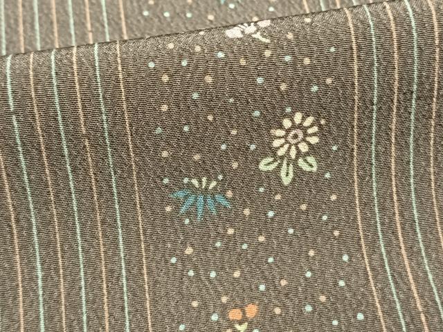 平和屋着物▽小紋　単衣　草花間道　さんび謹製　洗える着物　AAAW7756fy