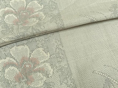 平和屋着物▽上質な紬 単衣 草花文 正絹 逸品 AAAW7761fy