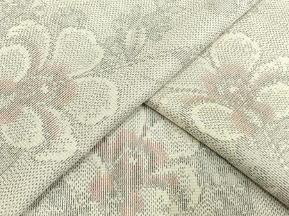平和屋着物▽上質な紬 単衣 草花文 正絹 逸品 AAAW7761fy