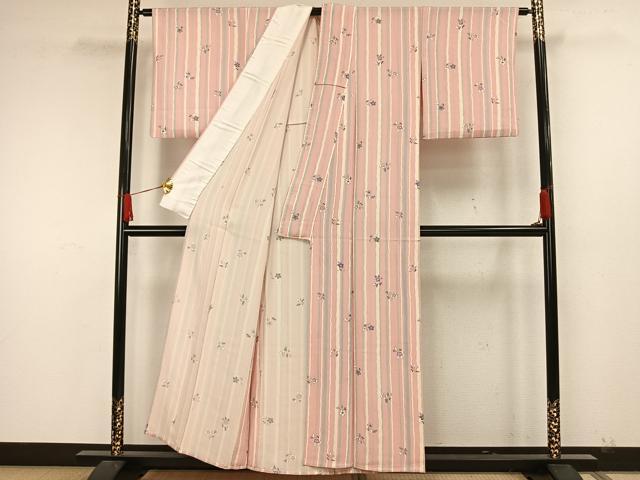 平和屋着物▽小紋 単衣 草花文 洗える着物 AAAW7764fy