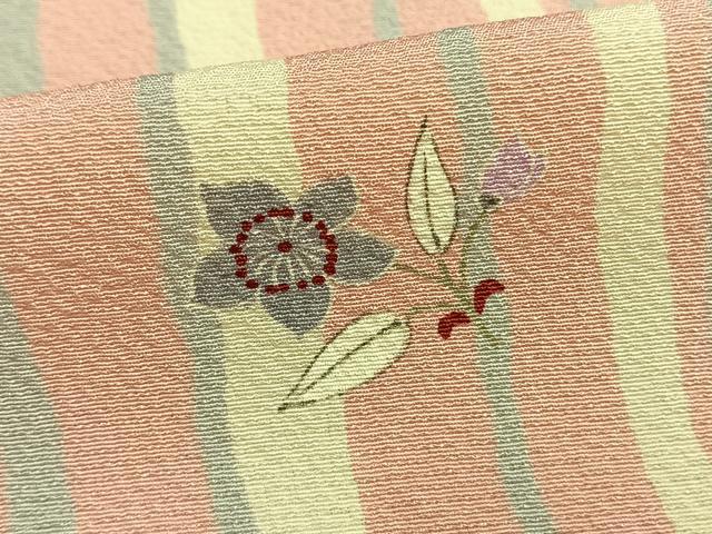 平和屋着物▽小紋 単衣 草花文 洗える着物 AAAW7764fy