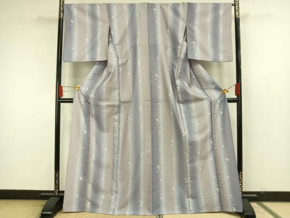 平和屋着物▽上質な紬 花織 単衣 枝花文 正絹 逸品 AAAW7765fy