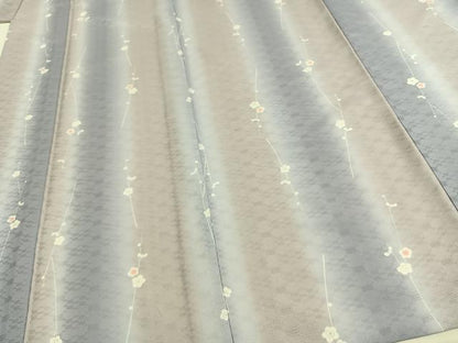 平和屋着物▽上質な紬 花織 単衣 枝花文 正絹 逸品 AAAW7765fy