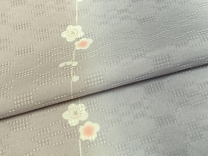 平和屋着物▽上質な紬 花織 単衣 枝花文 正絹 逸品 AAAW7765fy