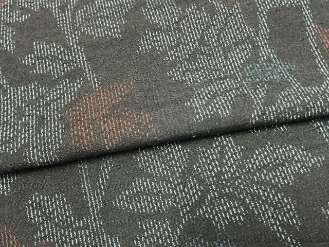 平和屋着物▽結城紬 単衣 枝葉文 正絹 逸品 AAAW7766fy