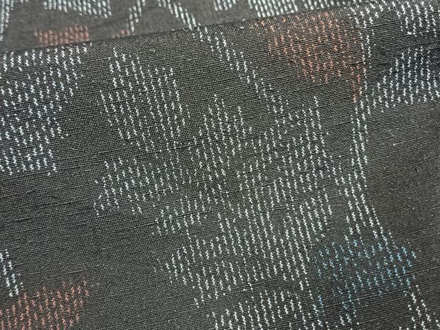 平和屋着物▽結城紬 単衣 枝葉文 正絹 逸品 AAAW7766fy
