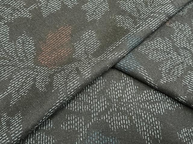 平和屋着物▽結城紬 単衣 枝葉文 正絹 逸品 AAAW7766fy