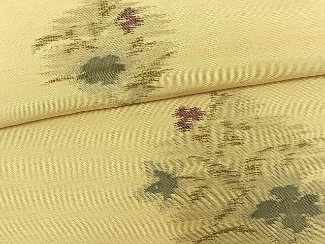 平和屋着物▽上質な紬 単衣 草花文 正絹 逸品 AAAW7772fy
