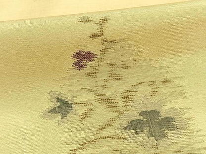 平和屋着物▽上質な紬 単衣 草花文 正絹 逸品 AAAW7772fy
