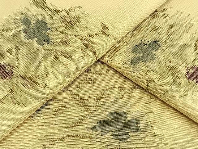 平和屋着物▽上質な紬 単衣 草花文 正絹 逸品 AAAW7772fy