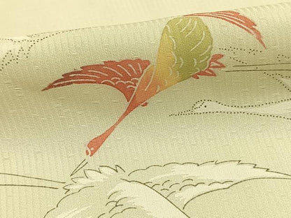 平和屋着物▽上質な小紋　単衣　飛鶴文　丹後ちりめん　反端付き　正絹　逸品　AAAW7773fy