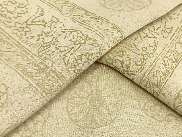 平和屋着物▽上質な小紋 単衣 横段花文 正絹 逸品 AAAW7774fy