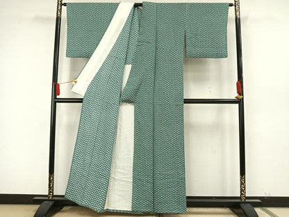 平和屋着物▽上質な小紋　単衣　型染め　舞花文　正絹　逸品　AAAW7775fy