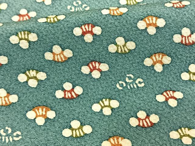 平和屋着物▽上質な小紋　単衣　型染め　舞花文　正絹　逸品　AAAW7775fy