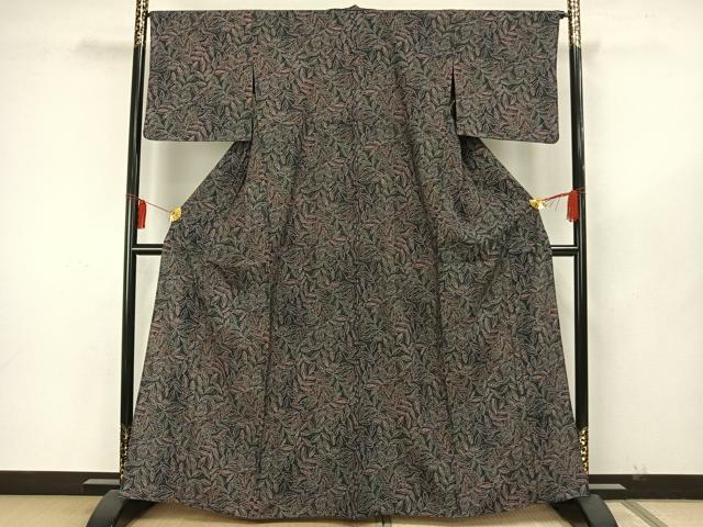 平和屋着物▽小紋　単衣　葉づくし　洗える着物　AAAW7778fy