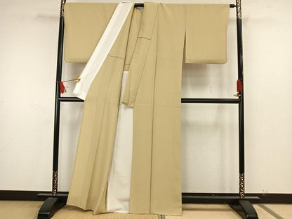 平和屋着物▽色無地　単衣　蒸栗色　洗える着物　AAAW7781fy