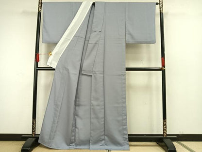 平和屋着物▽色無地　単衣　草花地紋　秘色色　洗える着物　AAAW7784fy