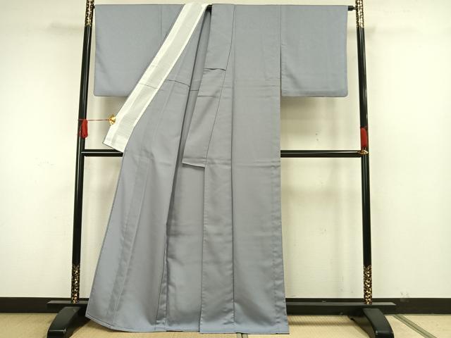 平和屋着物▽色無地　単衣　草花地紋　秘色色　洗える着物　AAAW7784fy