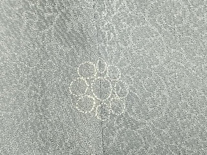 平和屋着物▽色無地　単衣　草花地紋　秘色色　洗える着物　AAAW7784fy