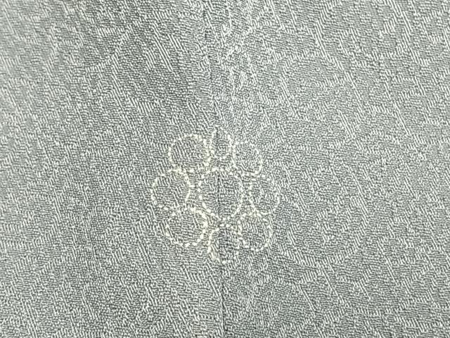 平和屋着物▽色無地　単衣　草花地紋　秘色色　洗える着物　AAAW7784fy