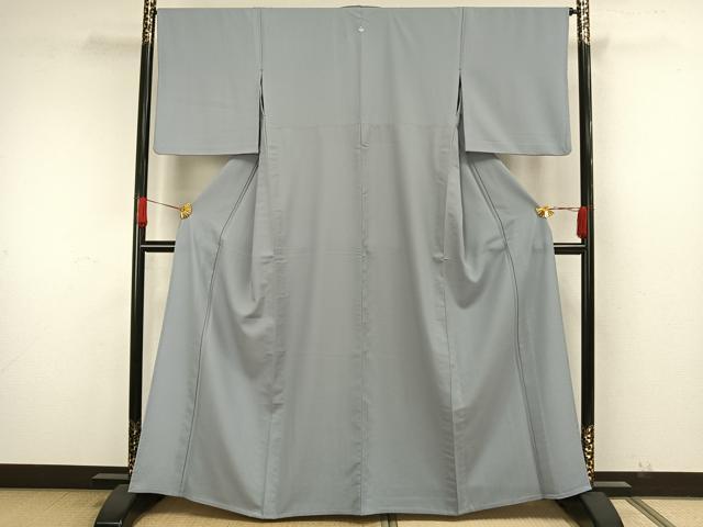 平和屋着物▽色無地　単衣　湊鼠色　洗える着物　AAAW7786fy