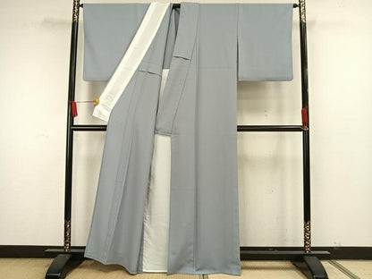平和屋着物▽色無地　単衣　湊鼠色　洗える着物　AAAW7786fy