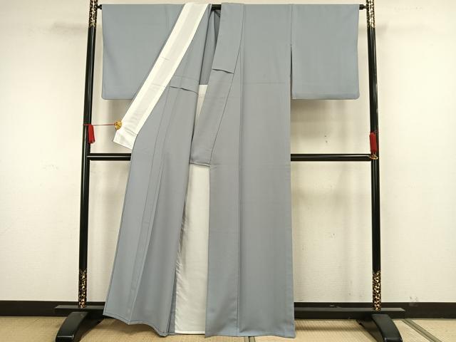 平和屋着物▽色無地　単衣　湊鼠色　洗える着物　AAAW7786fy