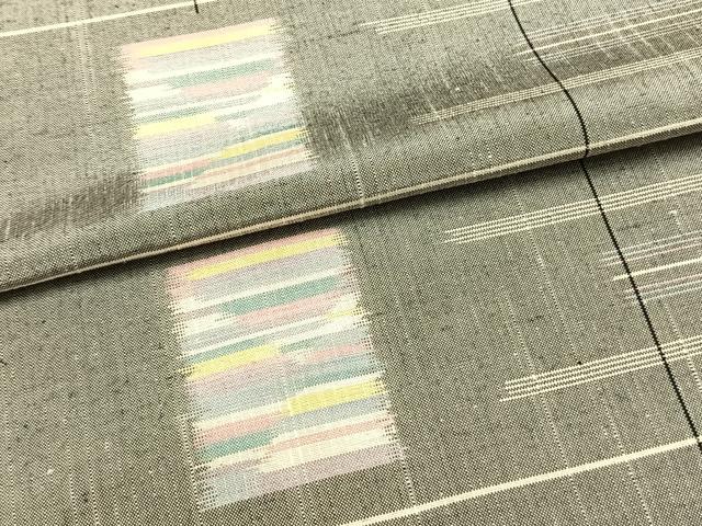 平和屋着物▽上質な紬 単衣 幾何学文様 正絹 逸品 未使用 AAAW7790fy