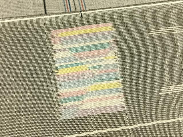 平和屋着物▽上質な紬 単衣 幾何学文様 正絹 逸品 未使用 AAAW7790fy