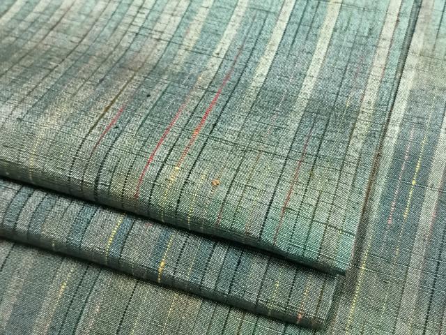 平和屋着物▽上質な紬 単衣 縞 正絹 逸品 AAAW7791fy