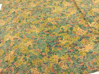 平和屋着物▽上質な小紋 単衣 型染め 風景草花文 正絹 逸品 AAAW7792fy